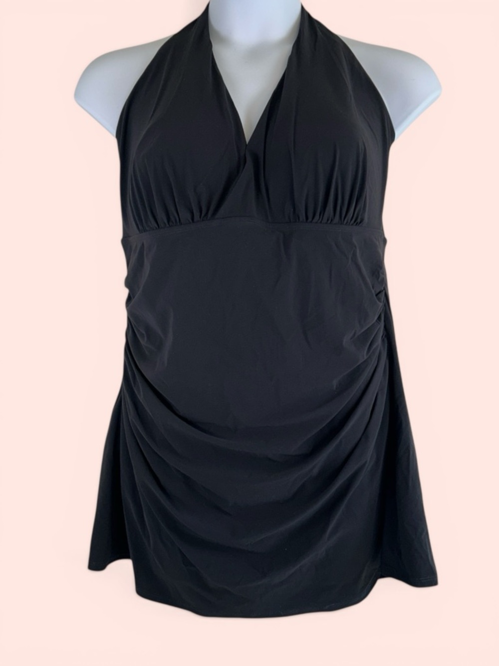 L.L. Bean Women’s 20W Black Halter Swim Dress